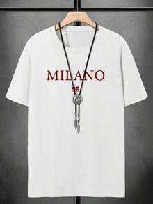 ZIVRE Men's Short Sleeve Casual T-Shirt With Letter Graphic Print, For Friends - White - View 4