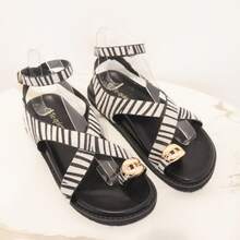 angelica Women Flat Sandals - Ngựa vằn đen - Xem 3