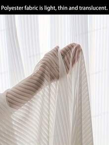 1pc Plain Single Panel Blackout Curtain, White Polyester Sheer Curtain For Household - White - View 4