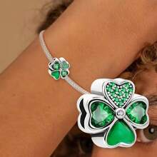 1pc Fashionable Four-Leaf Clover Beaded Pendant Accessory, Suitable For Women's Bracelet, Bangle DIY Jewelry Making And Daily Outfit Matching, An Ideal Accessory For Girls - Good Luck Four Leaf Clover - View 4