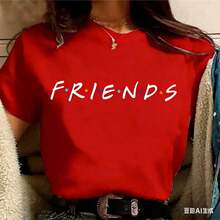 Refreshing SummerFashion Friends TV Show Funny Cartoon T Shirt Women Graphic Best Friends Harajuku T-Shirt Korean Style Tshirt Top Female 2026 - 紅色 - 查看 1