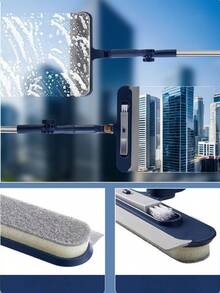 1 pieza Herramienta de limpieza de vidrio multifuncional, Limpiacristales giratorio de 360 grados para ventanas altas del hogar, Herramienta de limpieza de ventanas de doble cara - Varilla de empalme de tipo giratorio - Ver 6