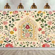 2D Flat Print, 1 Piece Photography Background Cloth, Grand  Castle And Vibrant Floral Patterns, Durable, Suitable Indoor And Outdoor Parties, Weddings, Birthdays, Studio Props, Cultural Theme Decoration, 2D Flat - 彩色 - 查看 2