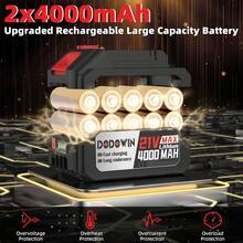 800 N. M Impact Wrench, Cordless Impact Gun 21V 1/2 Inch, Brushless Power Impact Driver, Torque, Comes With 2x4.0Ah Batteries, Charger, 6 Sockets And Full Accessories, Electric Impact Gun For Car And Home Use, Gifts For Dad, Him. - Pin 800 N.M + 4.0 AH *2 - Xem 4