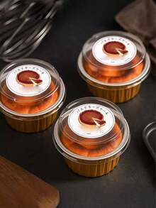 20pcs 2-Inch Mini Basque Mold With Lid, Cheesecake Baking Tray, Caramel Pudding, Heat-Resistant Tin Foil Packaging Box - Gold - View 3