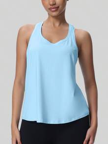 3PCS,Women's Fitness Tank Top, Loose Yoga Shirt, Sport Running Top, Suitable For Sports Travel, Vacation, And Fitness Training. - 淺藍色+淺藍色+淺藍色 - 查看 2