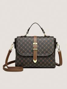 Fashionable Unique Shoulder Handbag With Clasp Closure, High-Quality Pillow-Shaped Crossbody Bag For Women - Brown - View 3