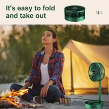 Ventilador Portátil Dobrável 180 Ajustável Doméstico Retrátil Mudo Kipas USB Recarregável Telescópico De Baixo Ruído Min - Preto - Visão 7