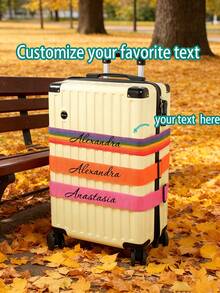 Personalized Luggage Strap, Customizable Buckle Luggage Strap, Customized Luggage Strap With Name, Nylon Embroidered Customized Name Luggage Strap, Luggage Identification Tag, Luggage Binding Strap, Luggage Strap, Luggage Packing Strap, Women's Gift - Multicolor - View 4