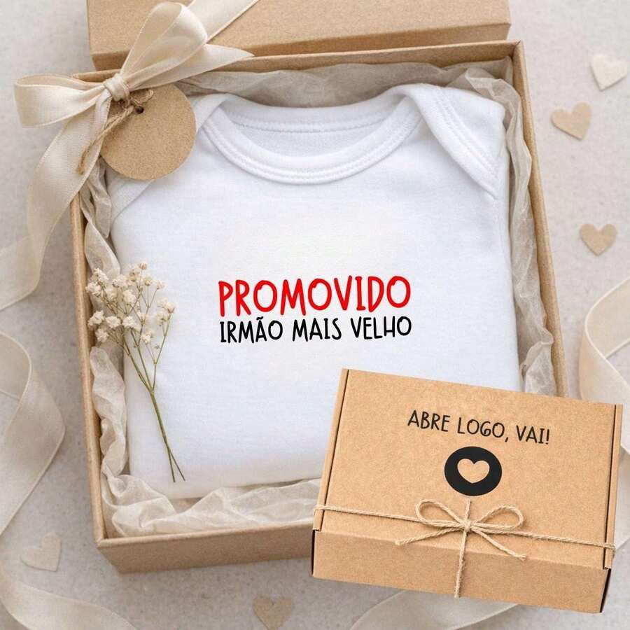 Espevitados Body Algodão Revelação Gravidez + Caixa Presente - Bc061 - Branco - Visão 1