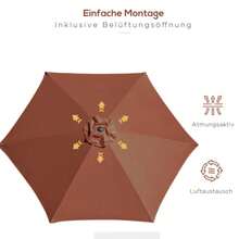 Crank-Operated Tilting Parasol, 2.7 M In Diameter, Aluminum And 180 G/M² Brown Polyester, Ideal For Garden And Terrace. - B - View 6