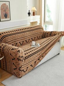 1 Peça Capa de Sofá Prova de Animais de Pelúcia Macia Catiônica, Capa de Sofá de Jacquard de Pelúcia Bordada Boêmia Multicolorida Grossa, Adequada para Sofá de 1/2/3/4 Lugares, Outono/Inverno - Multicolorido - Visão 1