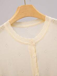 GIGOGOU 女士轻薄针织开衫，休闲透气长袖，春夏款 - 杏色 - 查看 8