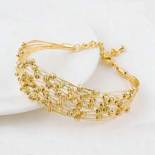 [Saudi Arabia Valentine's Day Gift] 24k Gold-Plated Bohemian Adjustable Bracelet And Ring Jewelry Set, 2pcs Women's Exquisite Jewelry Bracelet, Luxurious And Fashionable Texture, Multiple Styles To Choose From, Making It The Perfect Gift For Your Partner On Valentine's Day And A Fashionable Jewelry For Daily Wear - Multicolor - View 11