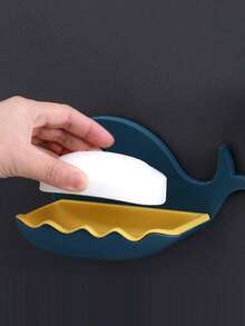 1pc Double Layer Soap Dish, Bathroom Soap Holder, Wall Mounted Soap Dish Rack, No Drilling Required - Multicolor - View 3