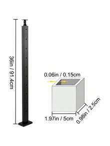 Tuspuzz Cable Railing Post Level Deck Stair Post 36  0.98 1.97   Cable Handrail Post Stainless Steel Brushed Finishing Deck Railing Pre-Drilled Pickets With Mounting Bracket Stair Railing Kit Black - Black - View 10