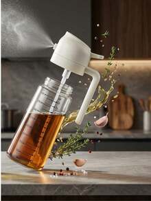 1pc Multi-Purpose White Plastic Spray Oil Dispenser Bottle, Refillable Transparent Measuring Oil Bottle, Suitable For Cooking, Baking, Grilling And Salad - Multicolor - View 5