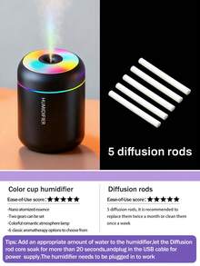 黑白两色可选，加湿器，180毫升容量/USB供电，家用/卧室/浴室空气净化器，低噪音香薰雾化器，情人节礼物 - 橢圓 - 查看 16