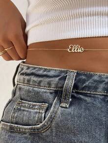 Customized Name Stainless Steel Waist Chain, Sexy Belly Chain, Personality Body Chain Jewelry,Ideal Gifts For Him,Mom,Family,Friends,For Anniversaries - A - View 3
