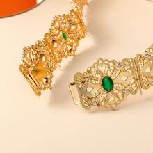 1pc Middle Eastern Style Long Dress Waist Belt, Square Hollow Carved Gold-Plated Adjustable Length, Arabic Bride Wedding Kaftan Waistband - One Size - View 9