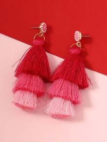 1 Pair Elegant Minimalist Tassel Cake-Style Pendant Earrings, Suitable For Valentine's Day, Engagement, Casual Daily Wear - Tassel Earrings - View 3