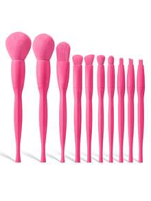 10件套化妆工具套装，包括：10支化妆刷套装 - 玫紅色 - 查看 9