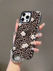 1个高级创意IMD全屏豹纹花卉图案彩绘高档灰色防摔保护手机壳，适合作为节日礼物，兼容苹果Xs/Xsmax/Xr/11/12/13/14/14plus/15/15plus/16/16plus/7/8plus/17/17pro等型号 - 彩色 - 查看 4