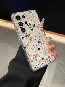 1个心形植物图案透明防摔手机保护壳，TPU材质，适合作为节日礼物，兼容三星手机，男女通用 - 彩色 - 查看 1