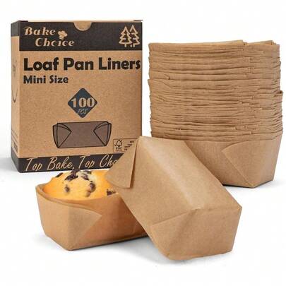 Mini Loaf Pan Liners 100 Pcs Parchment Paper Baking Cups For Petite Loaf Muffin Cupcake Brownies 3.15 X 1.97 X 1.57 Inch