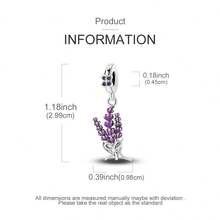 1pc Silver-Plated Elegant Spring Series Lavender Pendant, Suitable For Bracelet, Necklace DIY Jewelry Making - Silver - View 3