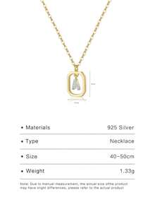 ANDYWEN 1 pieza Collar de moda plata de ley 925 26 letras - Dorado - Ver 10