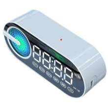 Bluetooth Speaker With Digital Clock, FM Radio, Alarm, LED, Mirror, Portable Alarm Clock - Various Colors - 白色 - 查看 5