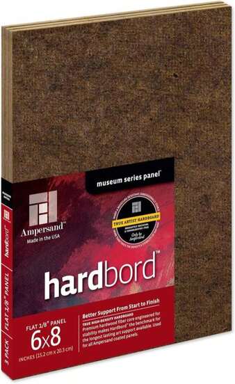 Ampersand Art Supply Hardboard Wood Painting Panel: Museum Series Hardbord, 6" X 8", 3\/4 Inch Cradled Profile