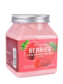 Exfoliante corporal de frutas vegetales de 500 g para limpieza profunda, exfoliación y suavizado de la piel; exfoliante de sales de baño - fresa - Ver 9
