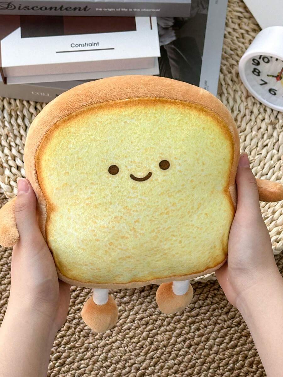 22cm Cute Toast Bread Plush Pillow, Funny Food Stuffed Doll, Home Decor Sofa Cushion, Adorable Bread Plush Doll, Gift For Easter, Christmas, Valentine's Day, Thanksgiving, Mother's Day, Father's Day - Multicolor - View 1