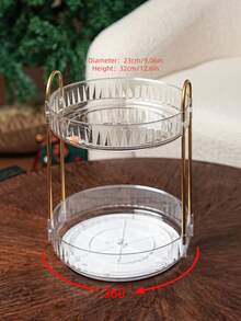 Bộ 1 khay tròn hai lớp bằng acrylic, không vỡ, xoay 360°, dùng để đựng đồ ăn nhẹ/trái cây/bánh ngọt, khay đựng đồ trang điểm, thích hợp để đựng gia vị trong bếp, mỹ phẩm trong phòng tắm, hoặc để trên bàn phòng khách. - Nhiều màu - Xem 10
