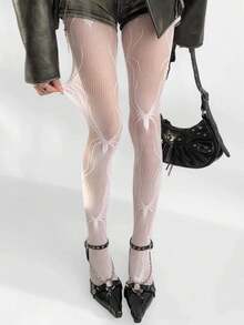 Gothic Punk Spider Web Print Fishnet Stockings | Y2K Avant-Garde Sheer Pantyhose, High Elasticity Design, Suitable For Parties, Clubs And Streetwear - Multicolor - View 7