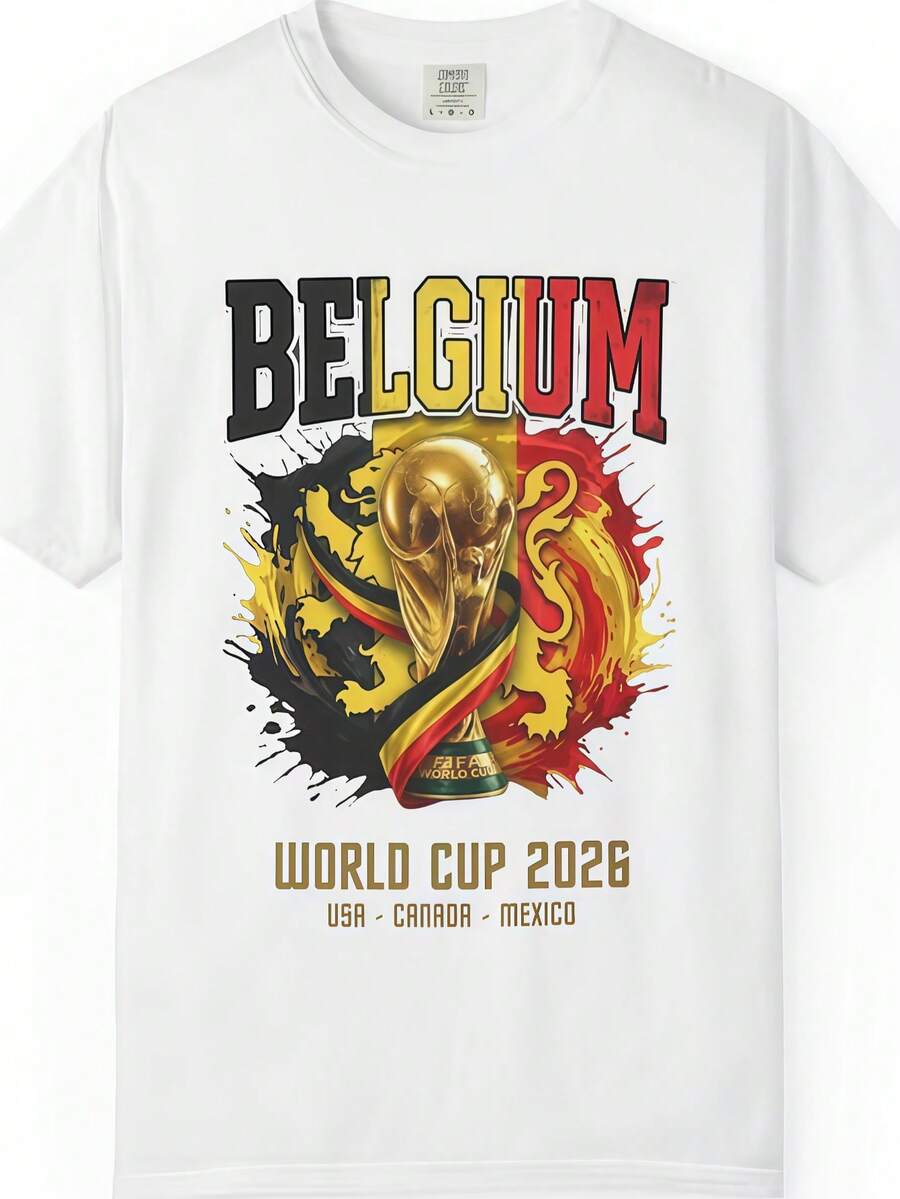 Belgium World Cup 2026 T Shirt Colors, Soccer Fan Tee, Football Shirt Unisex Gift For Couples - 白色 - 查看 1
