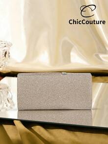 1件女士优雅时尚褶皱金色晚礼服手拿包，高端金属闪亮迷你派对手提包，适合派对女孩、女士、新娘，完美适用于派对、婚礼、舞会、宴会，可搭配婚纱、女士正式晚礼服、舞会礼服、生日礼服。配有金属链条肩带，可斜挎佩戴。 - 杏色 - 查看 6