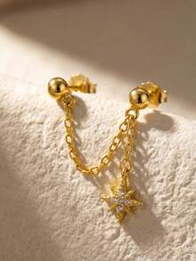 1件闪亮混合链吊坠立方氧化锆水滴耳环，女士派对礼物，925纯银，酷炫创意设计，迷人精致珠宝 - 款式2 - 查看 2