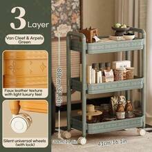 多功能家居收纳推车，适用于客厅和浴室，可移动式置物架，带锁定脚轮，适合卧室、厨房角落、手工区和沙龙等场所，是存放书籍、零食、化妆品、毛巾、洗漱用品、配件和办公用品的理想之选，有效利用空间，减少杂乱，移动轻松便捷，经久耐用的现代设计，外观优雅。 - 高貴黃 - 查看 13