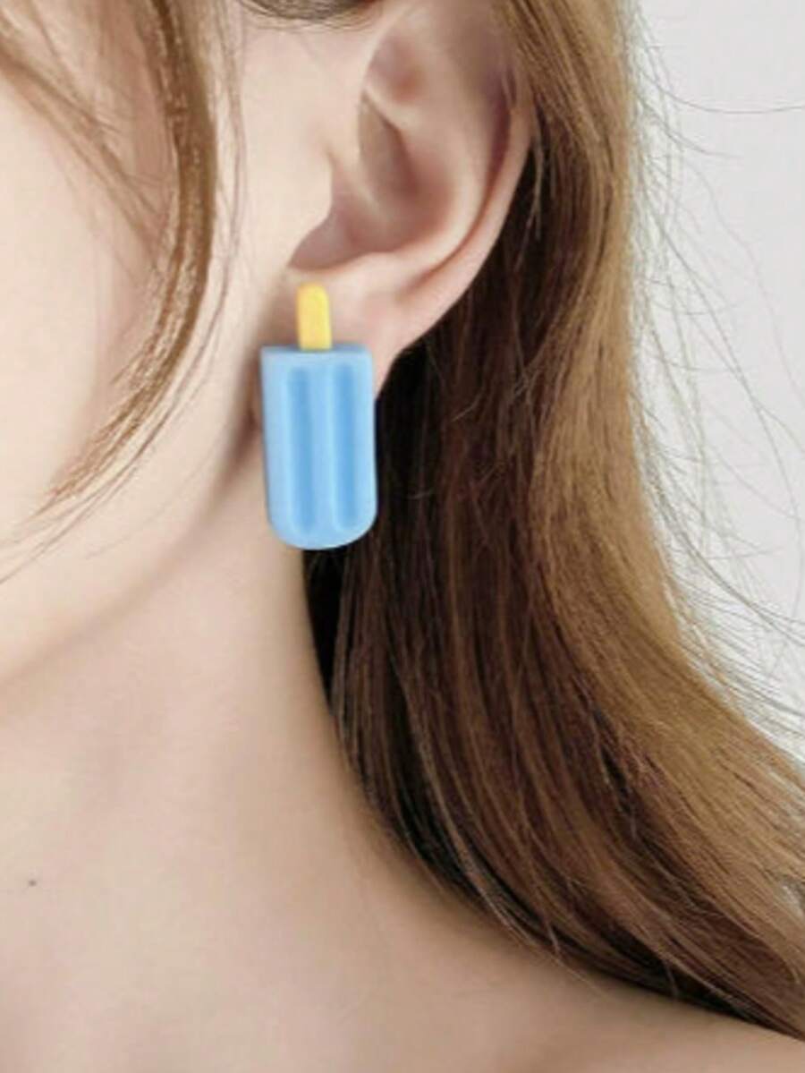1 Pair Cute Niche INS Realistic Simple Playful Exaggerated Ice Cream Earrings - Baby Blue - View 1