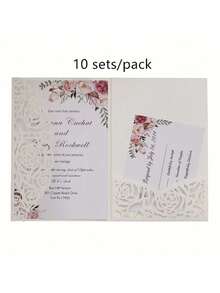 10pcs/Pack Wedding Party Invitations (With Envelopes And 2 Blank Inner Cards), Laser Cut Engagement Invite, Elegant Premium Business Greeting Cards For Holiday, Birthday,Christmas - Multicolor - View 40