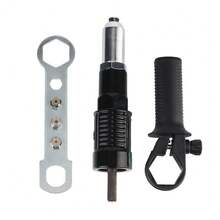 3 PiecesIndustrial Rivet Gun Adapter Kit - Converts Drill/Screwdriver To Riveter | Heat-Treated Alloy Steel, Interchangeable 2.4-6.4mm Rivet Heads + Wrench & Handle | Compatible With DEWALT/Makita Drills | Ideal For Riveting Projects - Aluminum Alloy Adapter Kit - View 10