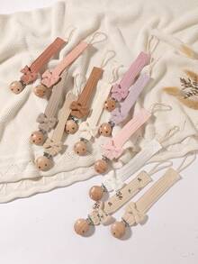 2pcs Pacifier Clips, Fashion Bow Pacifier Chains In Pink, Purple, Brown, Apricot, Suitable For Boys And Girls Daily Use, Travel, Home - Multicolor - View 1