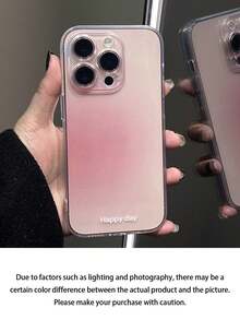 1个渐变扎染粉色穿孔透明手机壳 - 兼容 17 Air 16 15 14 13 12 11 Pro Max Plus，简约时尚手机壳 - 粉色 - 查看 5