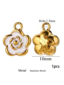 1个5/8/10毫米不锈钢吊坠，金色珐琅玫瑰花，用于珠宝制作DIY耳环、项链、手链，批发 - 彩色 - 查看 24