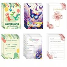 12pcs German Baptism Invitation Cards, Butterfly Design; Polish Invitation Cards, Essential For Birthday/Wedding/Party - Multicolor - View 1