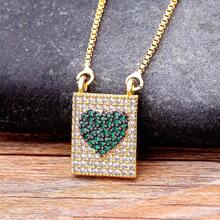 Rectangular Shape Heart Pattern Crystal Zirconia Pendant Necklace For Women Girls Light Luxury Chain Link Jewelry Birthday Gifts - Pendant Necklace - View 11
