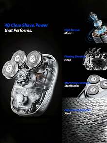 SKYWORTH 500mAh Capacity Electric Shaver, IPX7 Waterproof, Wet & Dry Use, Fully Washable, 3 Stainless Steel Blades, Instant Start, Premium Silver Finish - Multicolor - View 12